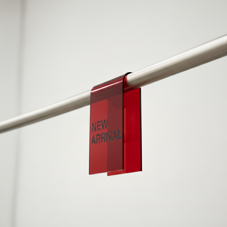 Signs and Mirrors - Vente Pancarte - #025 - Pince à étiquette pour portant à vêtements en acrylique transparent1