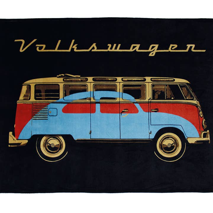 Coperta in pile VW T1 Bus & Beetle - Nero per la vendita all'ingrosso da parte di VW Collection by BRISA