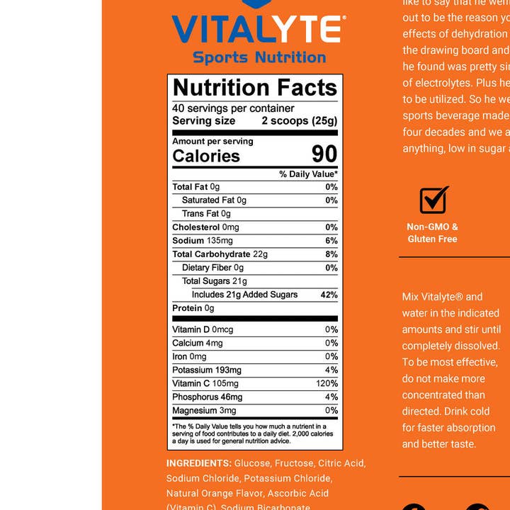 Vitalyte Sports Nutrition - Vendita all'ingrosso Bevanda salutare in polvere - Orange Stand Up Pouch - Miscela di bevande sostitutive per elettrol2