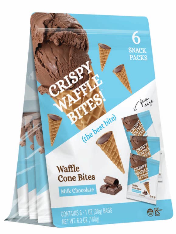 Crispy Waffle Bites Milk Chocolate (6pc Multi-Pack) 1oz ea. for wholesale by AYC Naturals