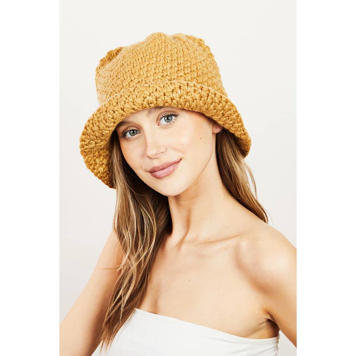 Collections by Fame Accessories - Wholesale Bucket Hat - Women's - Knit Braided Bucket Hat