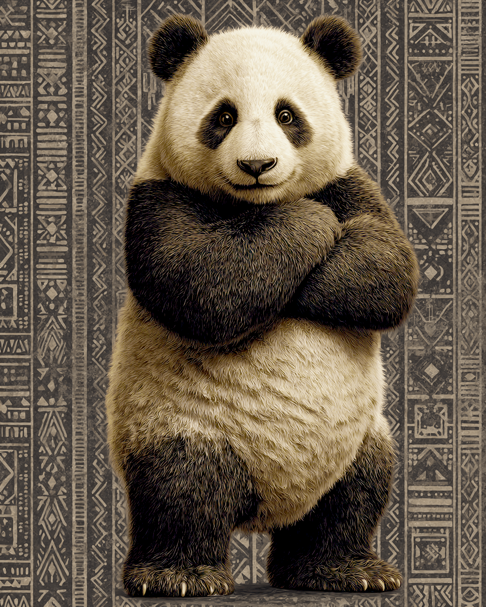 Mowbi - Wholesale Art Print - Vintage Panda Bear - Zoo Animals - Biophilic Wildlife Art Print - 8"x10" Artwork for 11"x14" Frame0