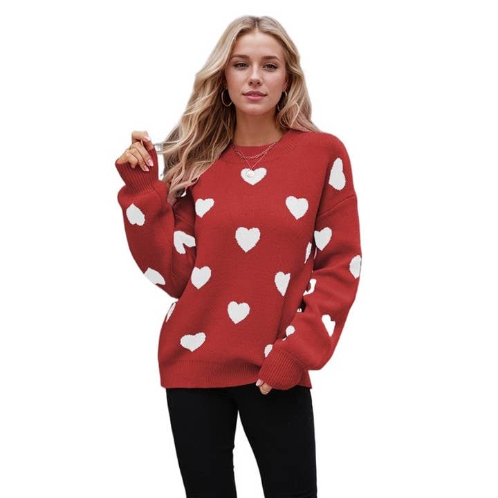 UZ Wholesale Store - Wholesale Knit Sweater - Women's - Oversized Love Jacquard Sweater