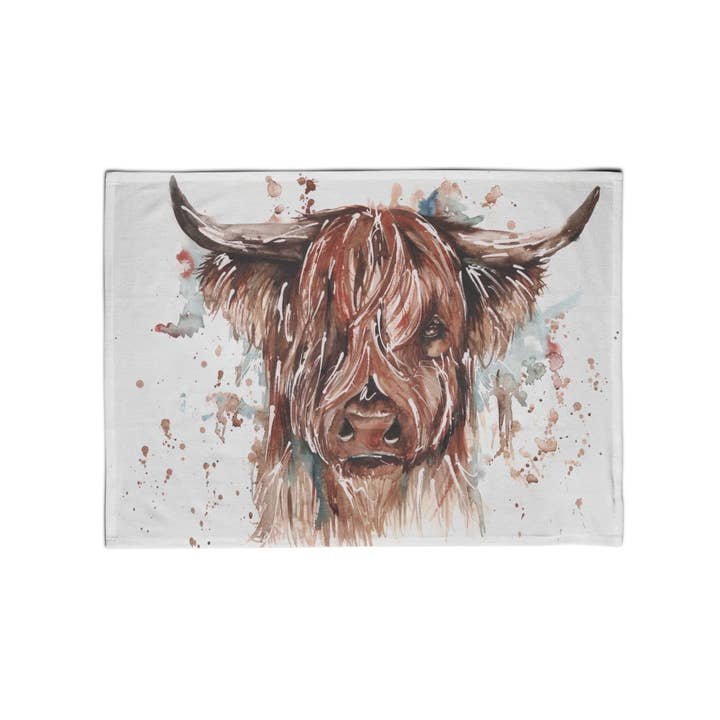 Highland Cow Teatowel for wholesale by Meg Hawkins Art