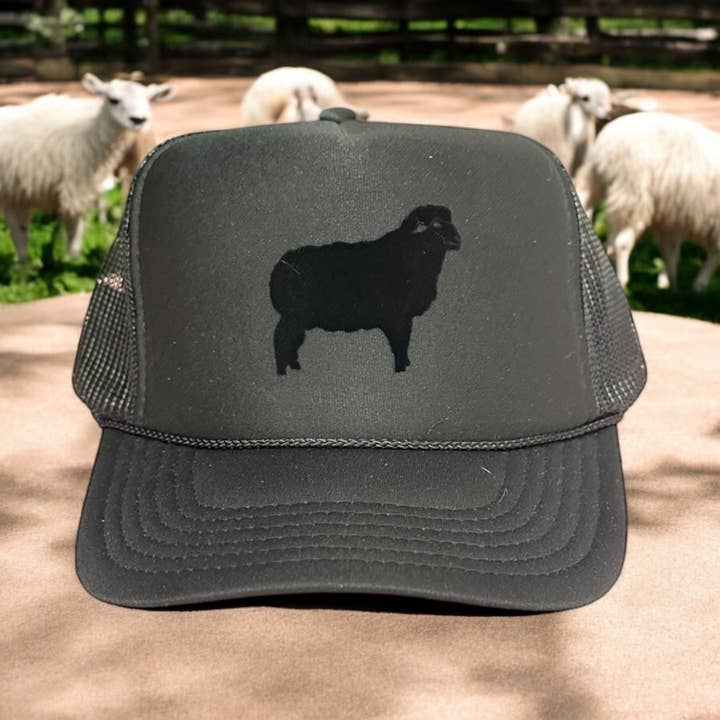 Littlebrightbird - Wholesale Trucker Hat - Unisex - Sheep Tonal - Black Trucker Hat1