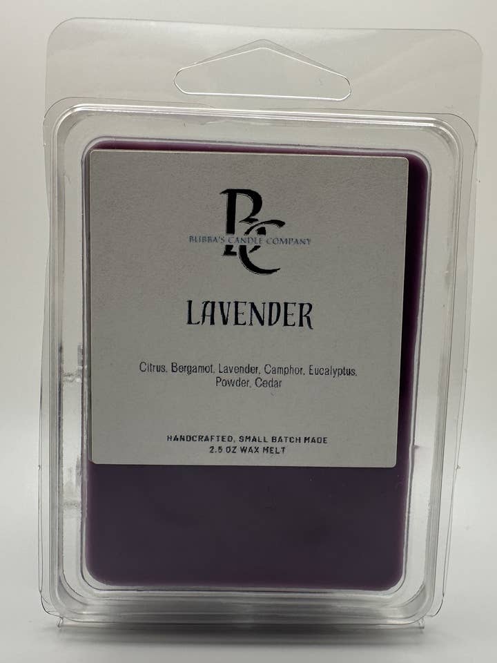 Lavendel 2,5 oz handgjord vaxsmält för wholesale av Bubba's Candle Company