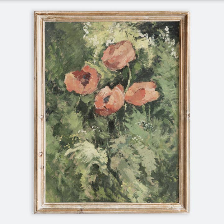 Vintage Wildflower Poppy Flowers Garden Art Print VP349 for wholesale by Sugar & Canvas