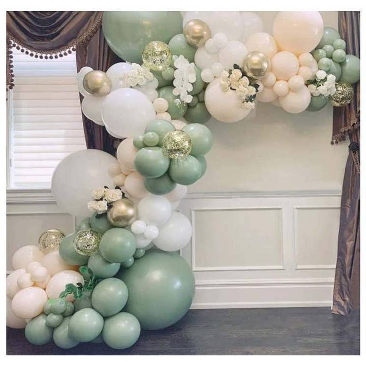 Kit de Guirlanda de Balões com 125 peças - Balões de Látex Verde Oliva por atacado de Party Hunterz LLC