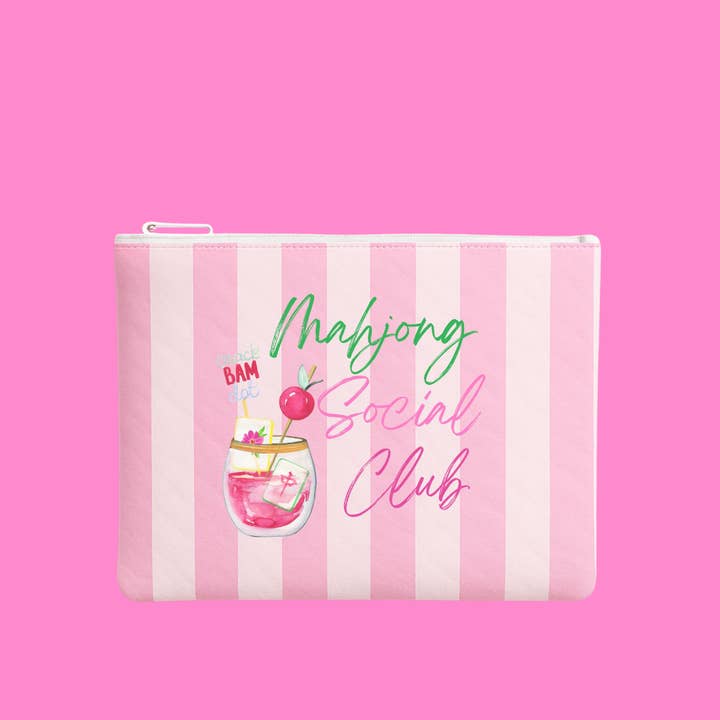 Mahjong Pouch | Mahjong Social Club Flat Zip Mahjong gift for wholesale by Aspen Lane