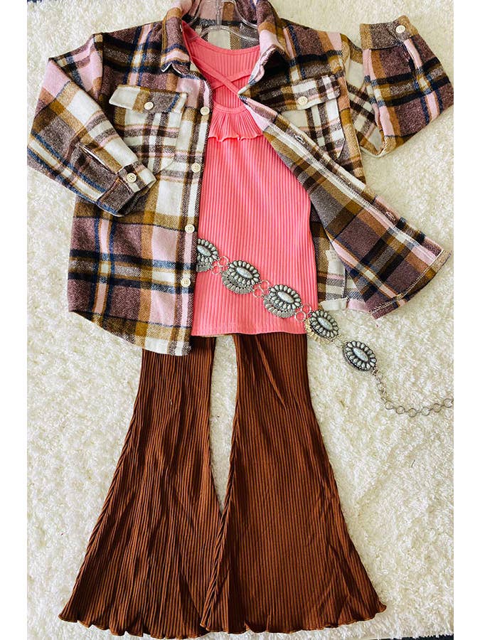 luluclothes - Wholesale Button Down Shirt - Kids - Colorful plaid fleece long sleeve girls shirts DLH26732