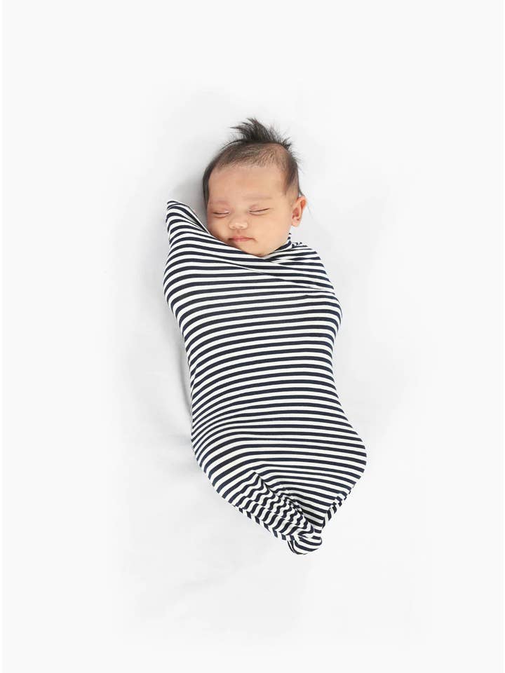 Angel Maternity – wholesale Dress – Maternity – Mama Hospital Nightie with Baby Pouch in Navy Stripe