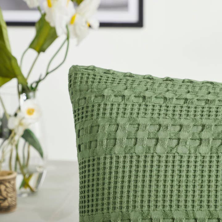 VHC Brands - Wholesale Throw Pillow Cover - Waffle Weave Olive Green Body Pillow Cover 54Lx20W