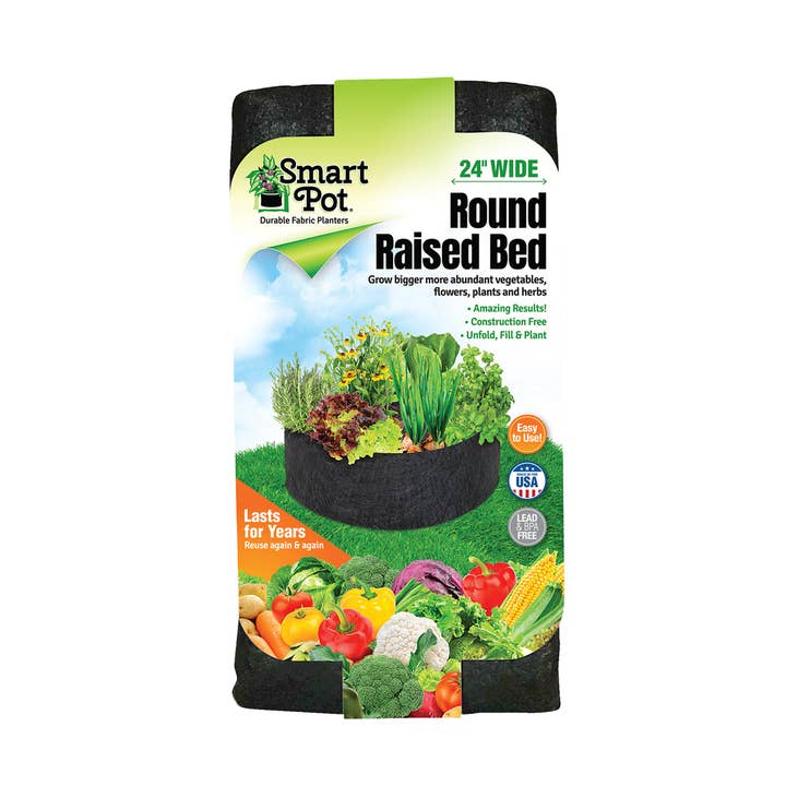 Lit surélevé rond, 24 po, présentoir mixte trimestriel pour la vente par Smart Pots