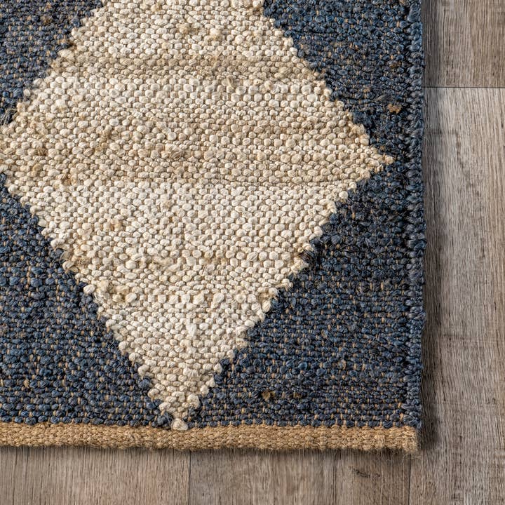 Natural Louie Diamond Checkerboard Jute Area Rug for wholesale on Faire