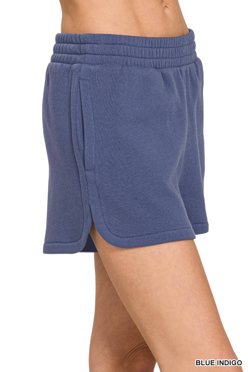 42POPS - Wholesale Shorts - Women's - ',..Fleece Elastic Waistband Dolphin Shorts w/ Pockets10