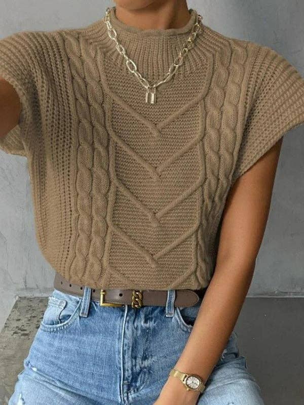 Sweetkama – Engroshandel Strikvest/slipover – Kvinder – Ærmeløs trøjevest til damer i ensfarvet skildpaddehals SKT476012