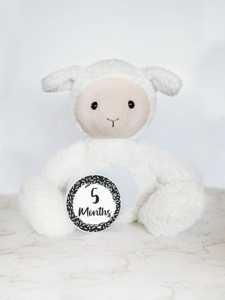Baby Monthly Milestones, Lamb Stuffed Animal for wholesale by Grow With Me Baby Co