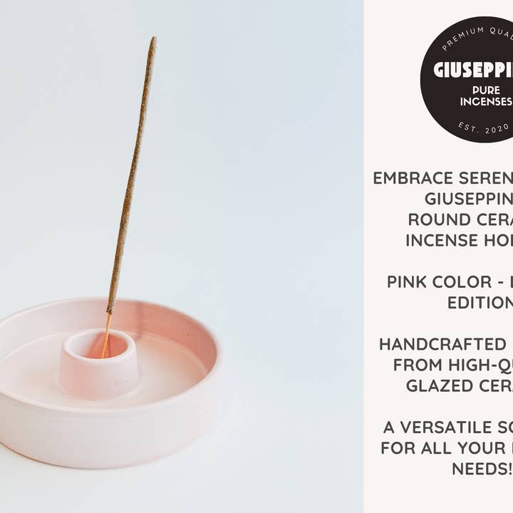 Giuseppina Shop - Vente Porte-encens - Porte-encens en céramique rond - Porte-encens polyvalent rose3