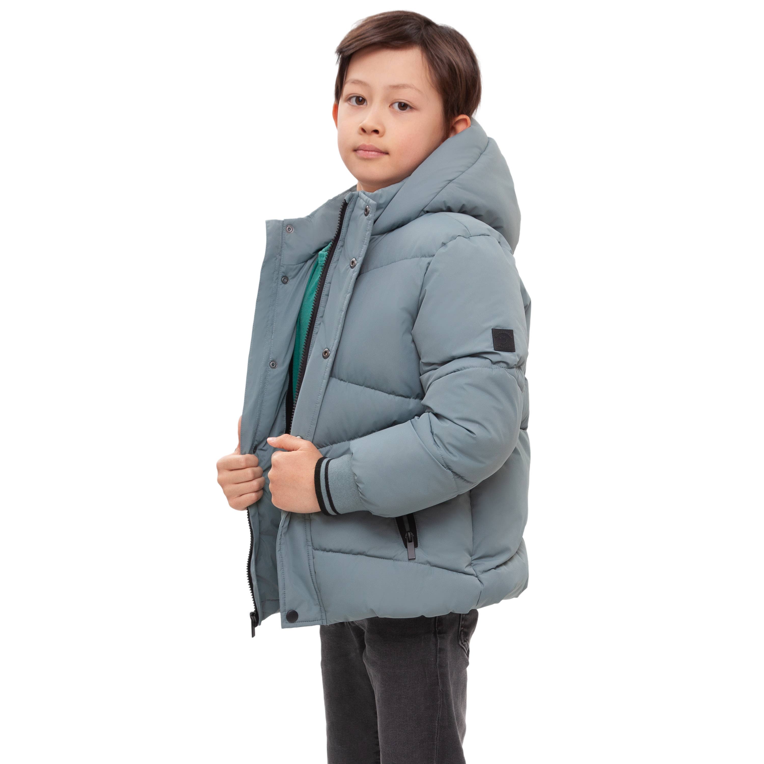 Rokka & Rolla - Wholesale Puffer Jacket - Kids - Boys' Grid Winter Coat Kids' Fleece Lined Jacket4