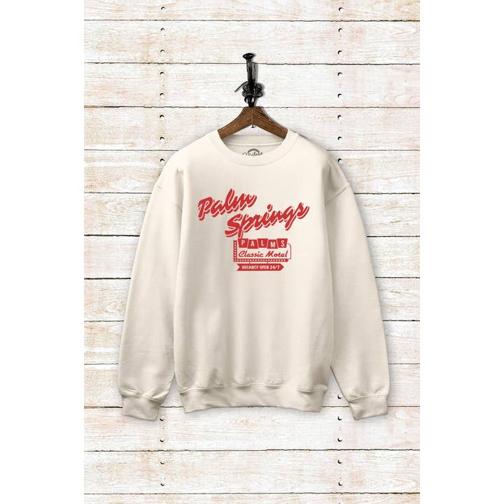 SW345-P7410 PALM SPRINGS GRAPHIC BRUSHED SWEATSHIRT for wholesale by VINTAGE POINT USA