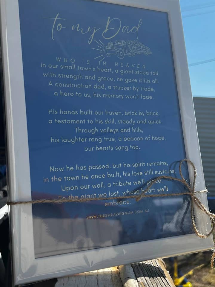 To my Dad who is in Heaven - A4 Print- Framed Art Print - Black or White frame for wholesale by The Swearing Mum