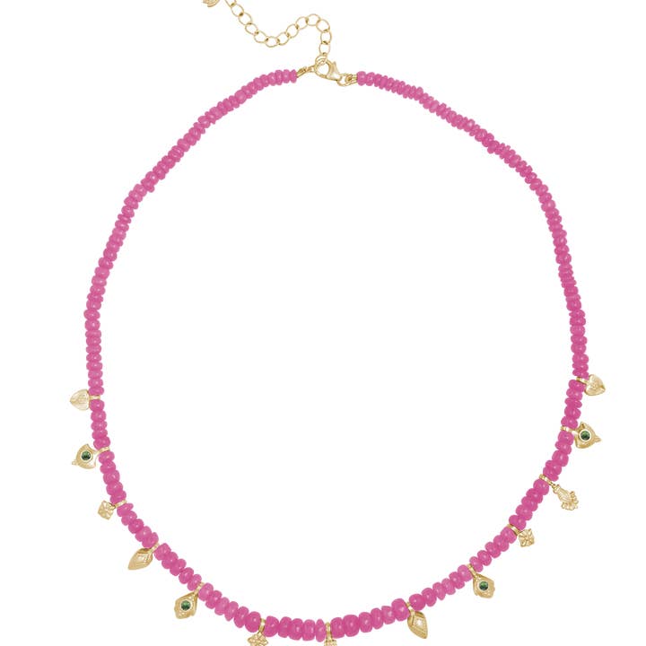 18k Gold Vermeil & Pink Opal Mayla Necklace for wholesale by In Association With