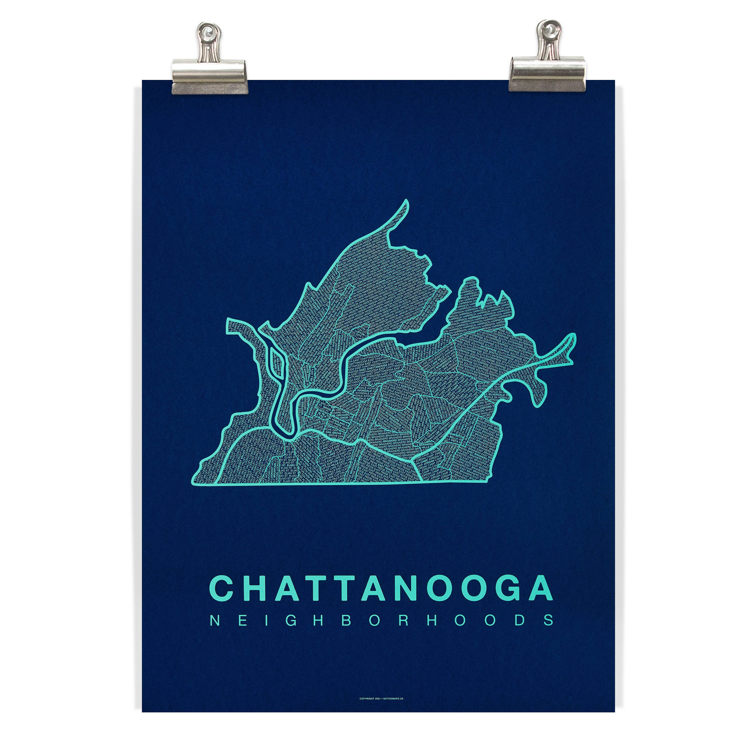 Native Maps - Wholesale Poster - Poster met stadsplattegrond van de wijk Chattanooga, TN5