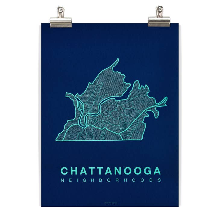 Native Maps - Wholesale Poster - Poster met stadsplattegrond van de wijk Chattanooga, TN5