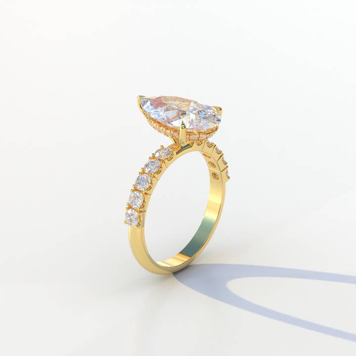 Mohana Jewels - Luxury - Wholesale Engagement Ring - 3 Carat E VVS Pear-Shaped Halo & Pave Engagement Ring - Adina7