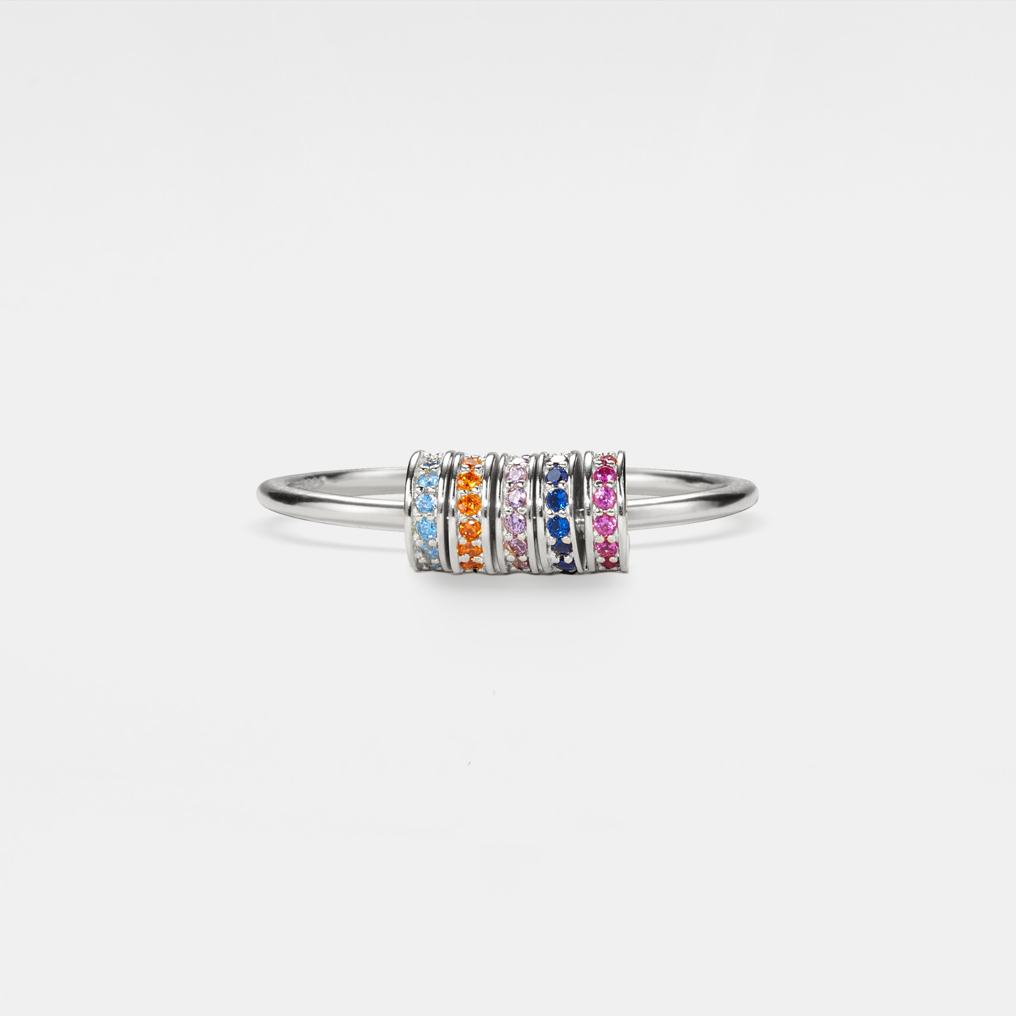 Perimade & Co. LLC - Wholesale Multi-Stone Ring - Rainbow Bead Fidget Spinner Ring in 925 Sterling Silver8
