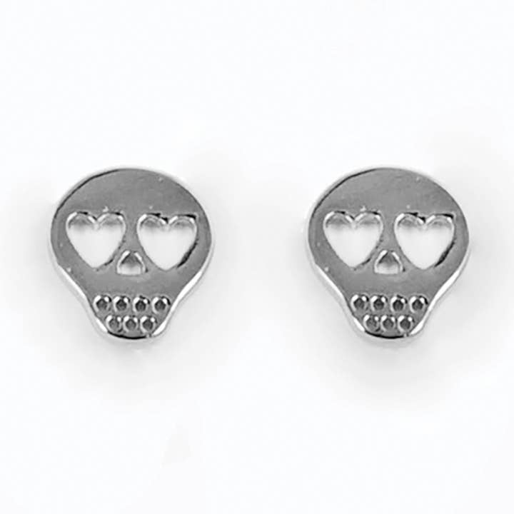 Gold-Dipped Brass Skull Earrings for wholesale by Fashion City