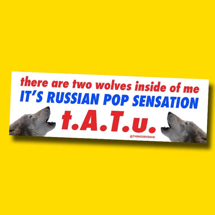 Things By Dave - Wholesale Sticker - TWO WOLVES INSIDE OF ME (AND THEY'RE NOT GONNA GET THEM) Bumper Sticker