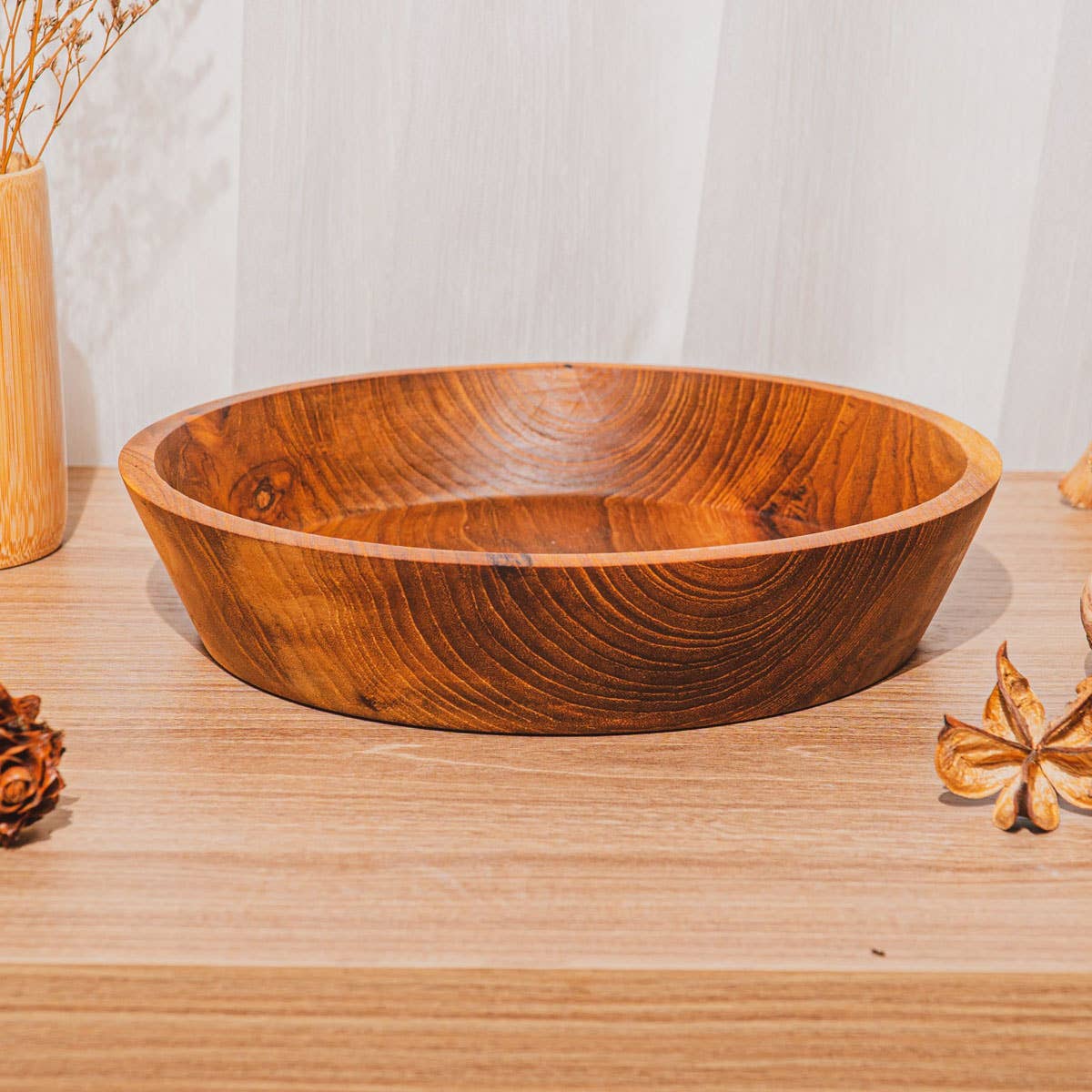 Rainforest Bowls - Wholesale Bowl - Slanted Side Teak Wood Bowl - Jumbo1