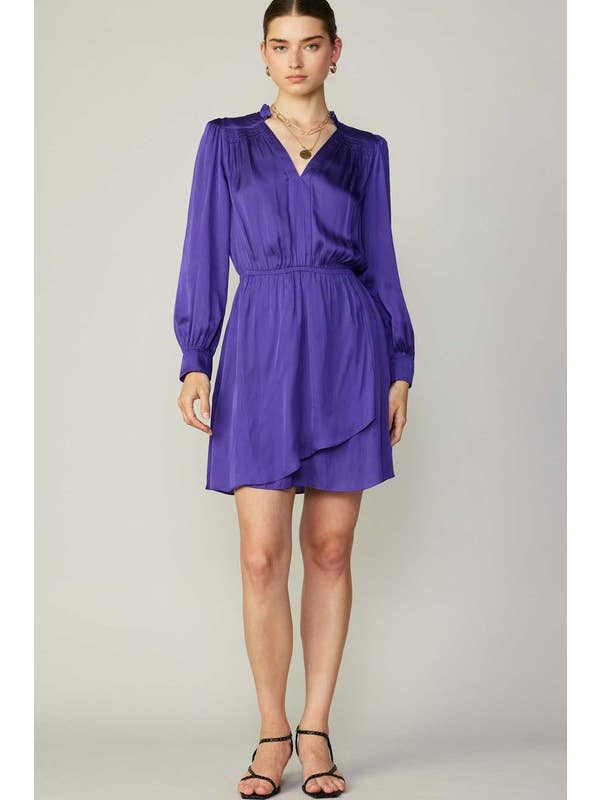 Space Purple Wrapped Mini Dress for wholesale on Faire1