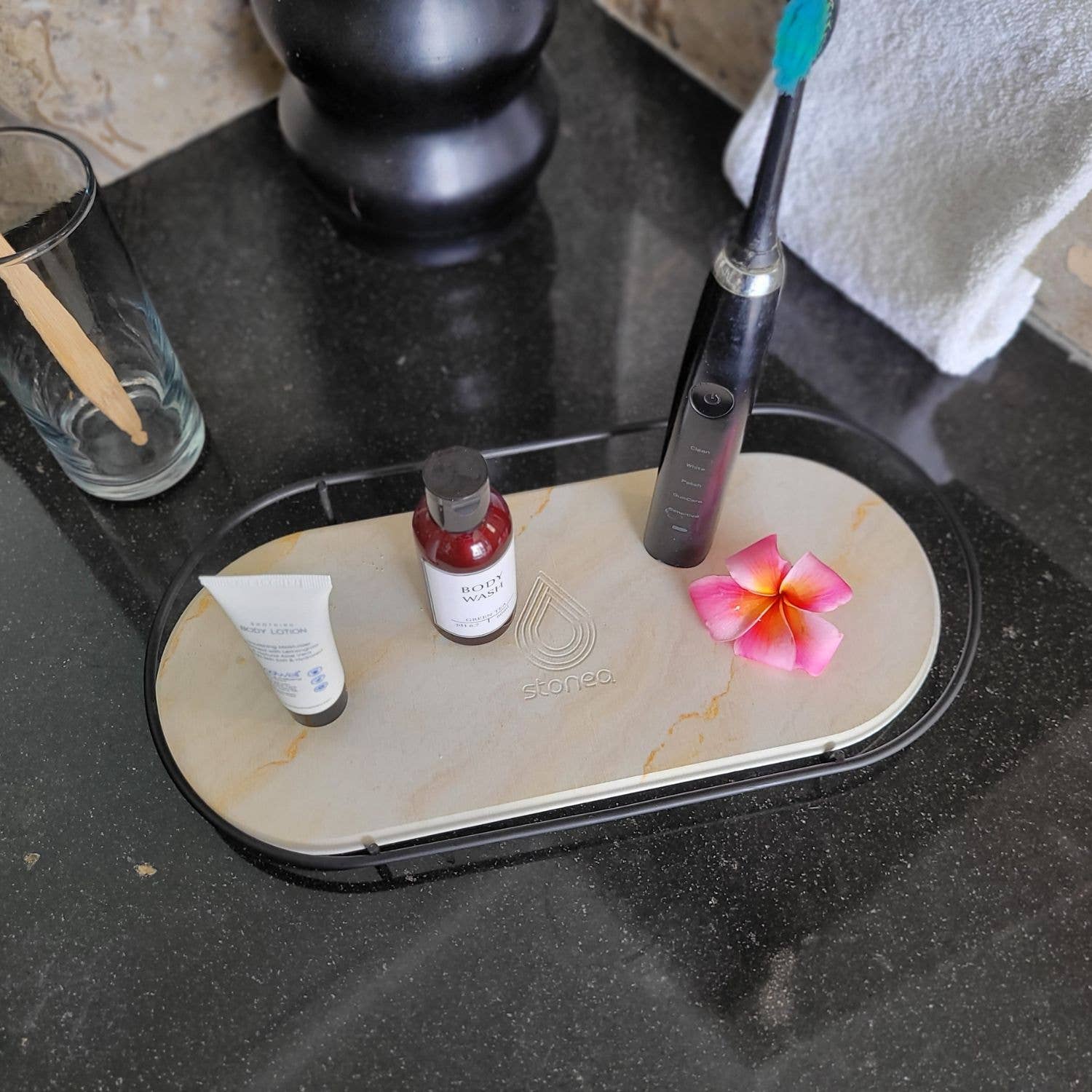 moonstone - Vente Boîte de rangement pour maquillage - Plateau de maquillage Makea en diatomite noire et topaz10