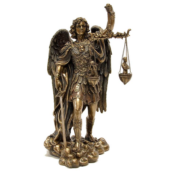 St Michael Weighting Souls Statue for wholesale by T-Trove Asian Decor