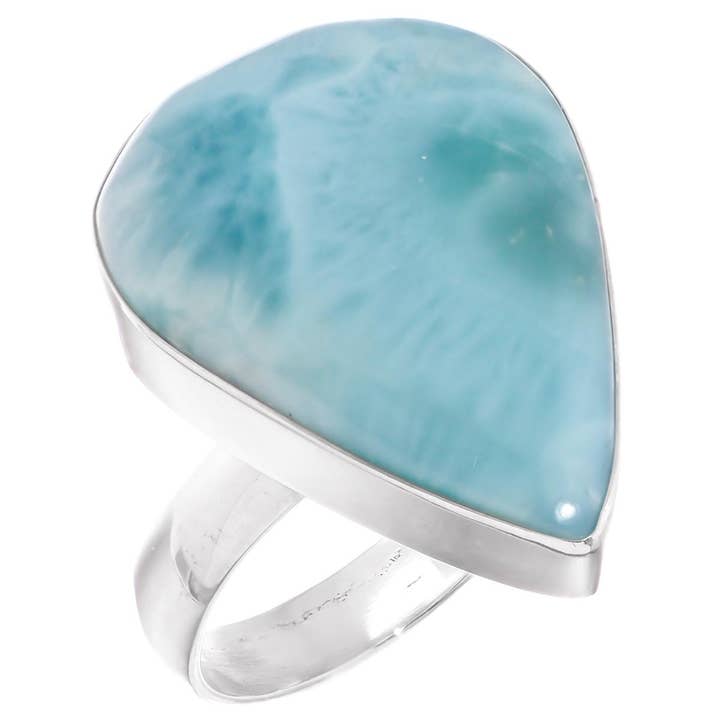 925 Silber echter Dominikanische Republik blauer Larimar Sterling Größe 9 Ring, 1" für den Großhandel von FifiRose
