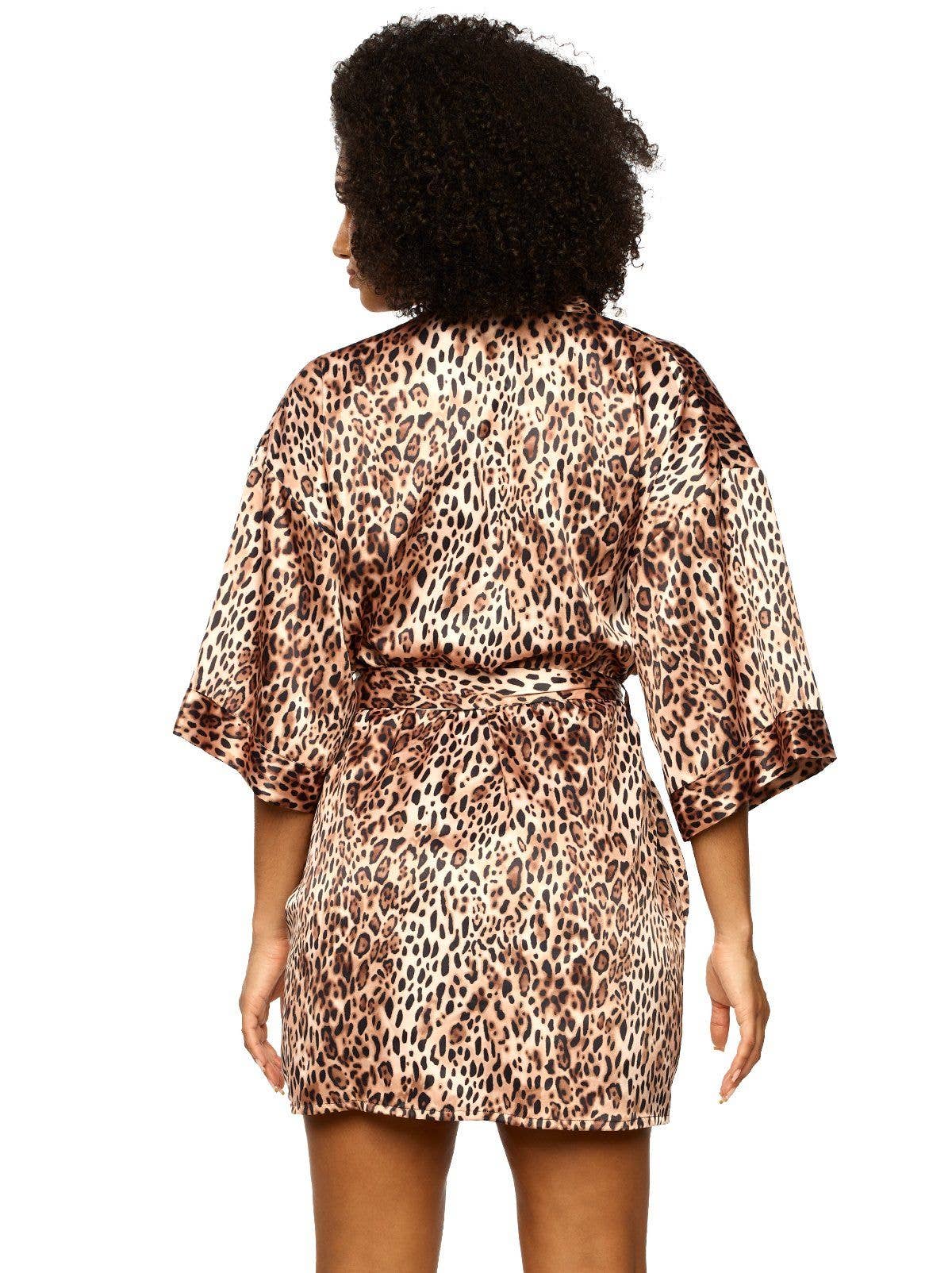 Cheetah Jezebel by Felina Muse Silky Satin Kimono Wrap Robe JZ75025 for wholesale on Faire1