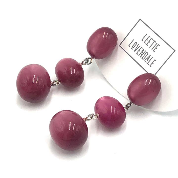 Cranberry Moonglow Triple Oval Drop Earrings for wholesale by Leetie Lovendale