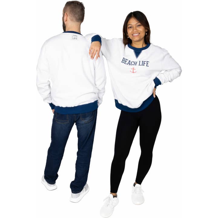 Pavilion - Wholesale Graphic Sweatshirt - Women's - Beach Life - L White Unisex Crewneck Sweatshirt3
