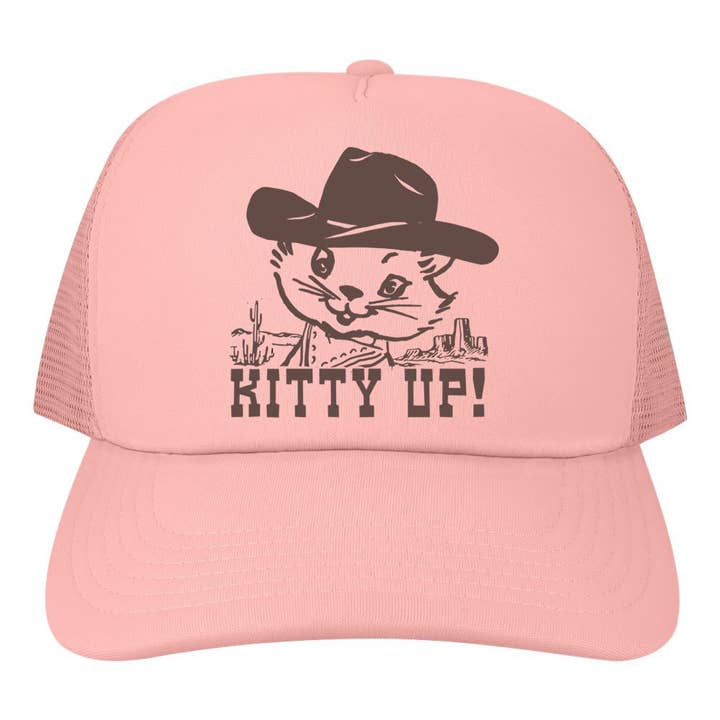 The Coin Laundry - Wholesale Trucker Hat - Women's - Kitty Up Trucker Hat - Cowgirl Cat Mesh Back Baseball Hat