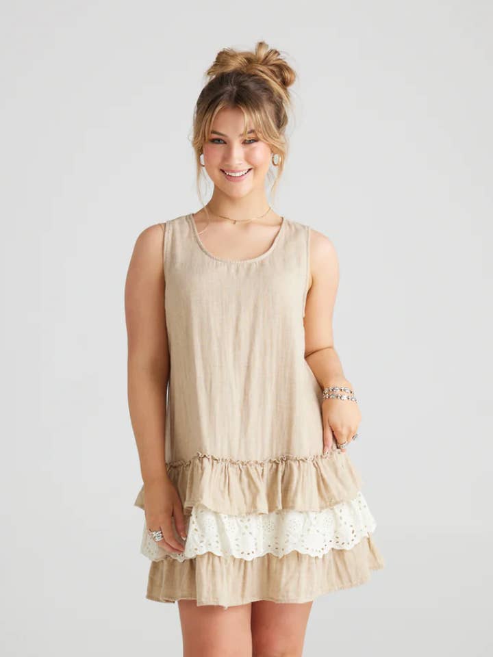 VESTIDO DE LINO Y ENCAJE EMMA PARA MUJER para venta al por mayor de Miss Rose Sister Violet