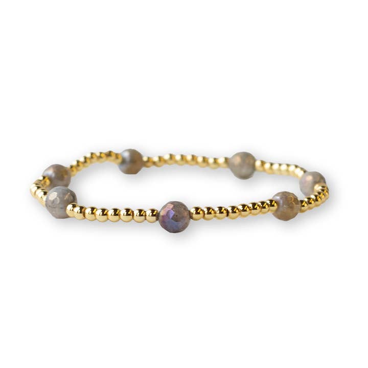 Lenny & Eva - Wholesale Beaded Bracelet - Gold Beaded Bracelets-Dot, Labradorite1