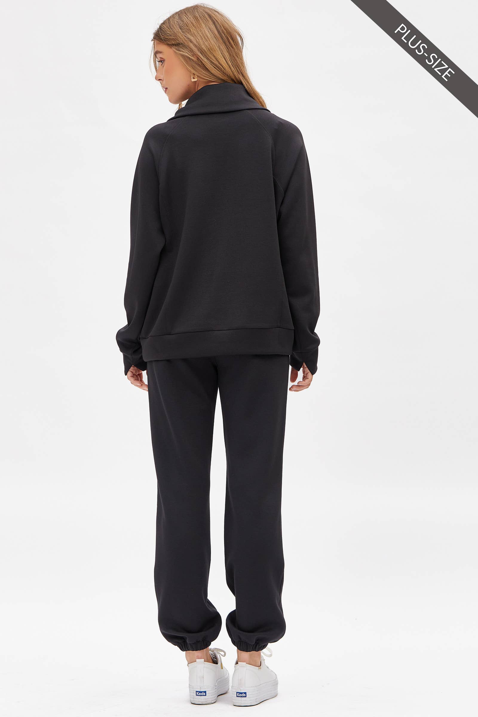 Dear Scarlett - Wholesale Lounge Set - Women's - PLUS SIZE Quarter Zip Pullover + Jogger Modal Travel Set8