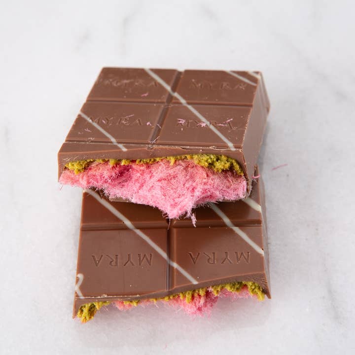 Carian's Bistro Chocolates - Wholesale Chocolate Bar - VIRAL DUBAI ANGEL HAIR CHOCOLATE BAR - PINK COTTON+PISTACHIO