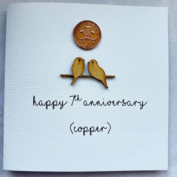 7th Anniversary Card: Copper Anniversary Card for wholesale by Lilac Sprig