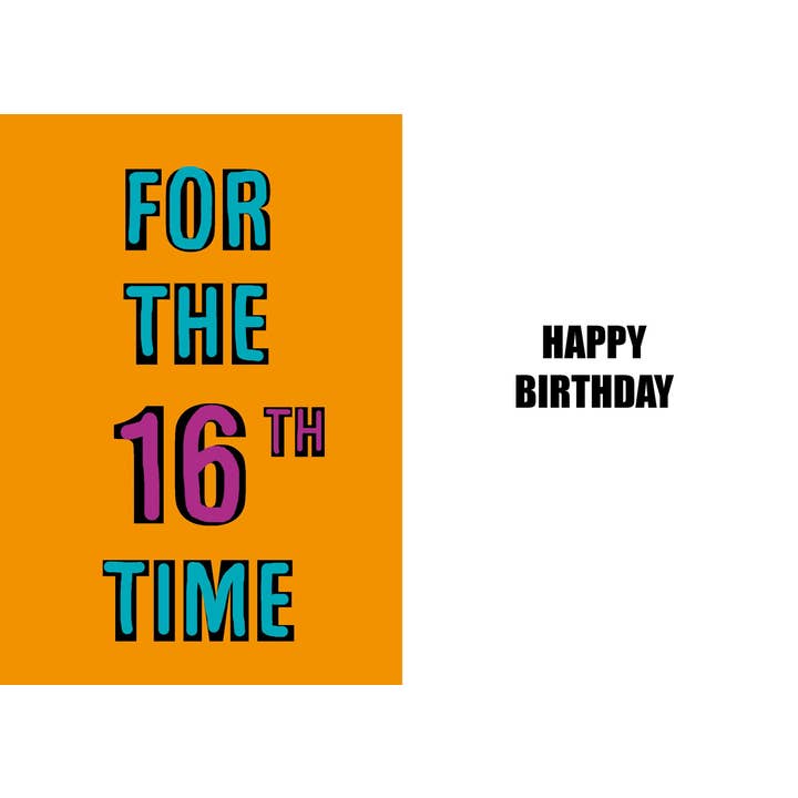 Sjov 16-års Fødselsdagskort af Høj Kvalitet for engroshandel hos Duggoons Greeting Cards