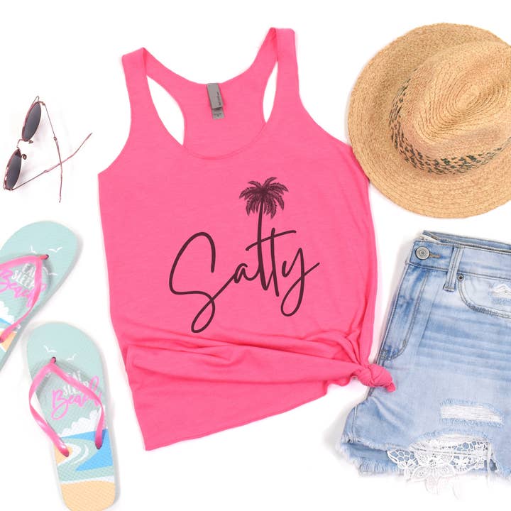 Salty Beach Next Level Racerback Tank Top for wholesale by Trendznmore - Modern Graphic Apparel