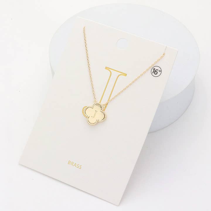Sensibling Corp. - Wholesale Pendant/Charm Necklace - Quatrefoil Initial I Pendant Necklace
11