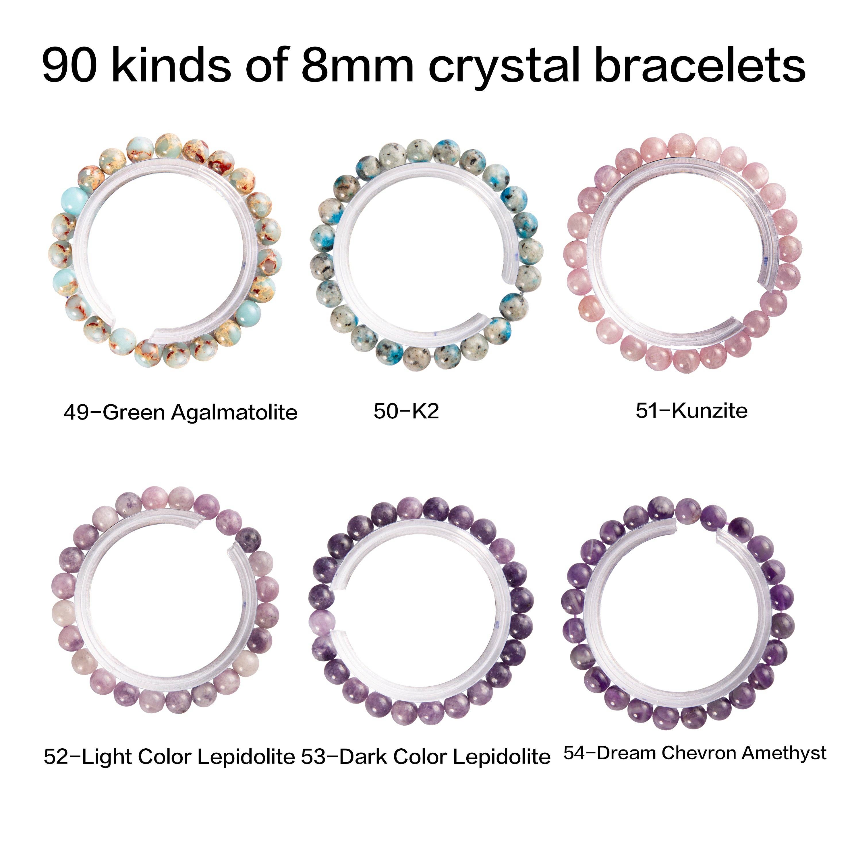 YYDIYcrystal - Vente Bracelet de perles - Bracelet en cristal 8mm 2 pièces, bijou en perles de pierres précieuses,7